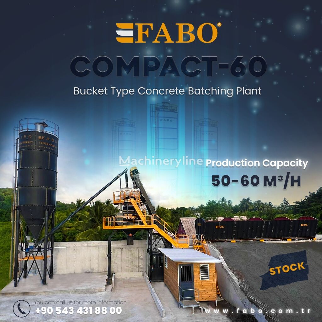 ny FABO CENTRALE À BÉTON COMPACTE À GODET 60 M3/H | STOCK betongfabrik