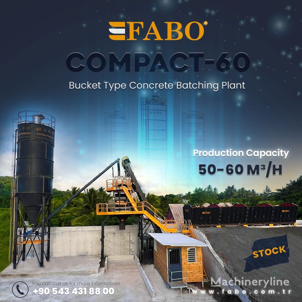 ny FABO SKIP SYSTEM CONCRETE BATCHING PLANT | 60m3/h Capacity | STOCK betongfabrik