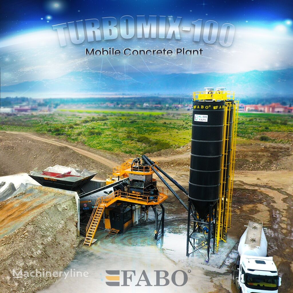 ny FABO TURBOMIX-100 Mobile Concrete Batching Plant betongfabrik